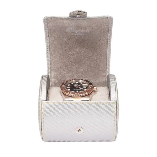 Box du lịch 1 đồng hồ Carbon Single Watch Roll Silver