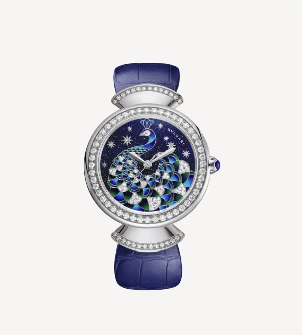BVLGARI DIVAS’ DREAMS WHITE GOLD PEACOCK DIAMONDS BLUE DIAL