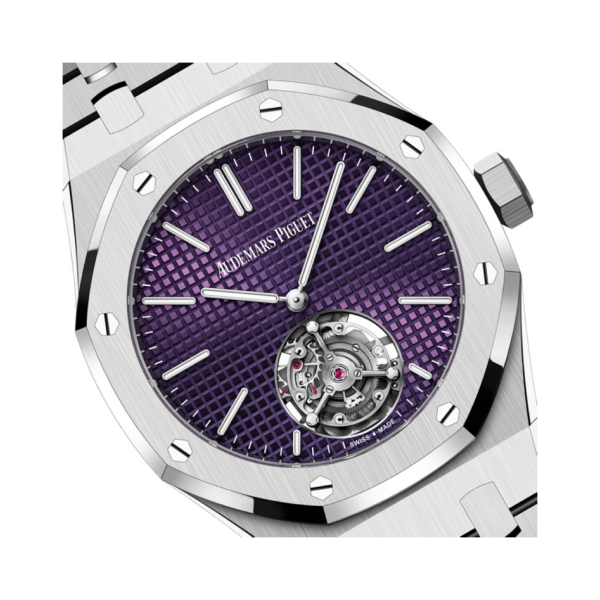 Royal Oak Selfwinding Flying Tourbillon Extra-thin Plum Petite Tapisserie Dial