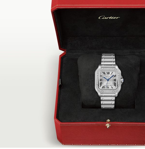 CARTIER SANTOS STEEL DIAMOND BEZEL MEDIUM MODEL