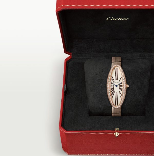 CARTIER BAIGNOIRE ALLONGÉE ROSE GOLD DIAMOND MEDIUM MODEL