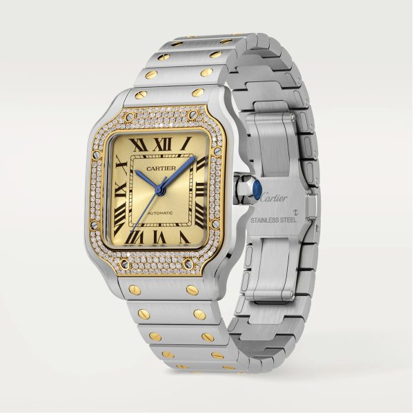 CARTIER SANTOS YELLOW GOLD DIAMOND BEZEL