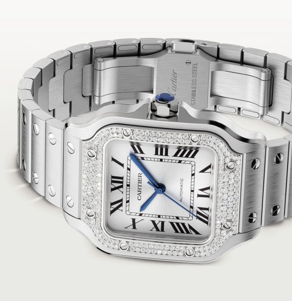 CARTIER SANTOS STEEL DIAMOND BEZEL MEDIUM MODEL