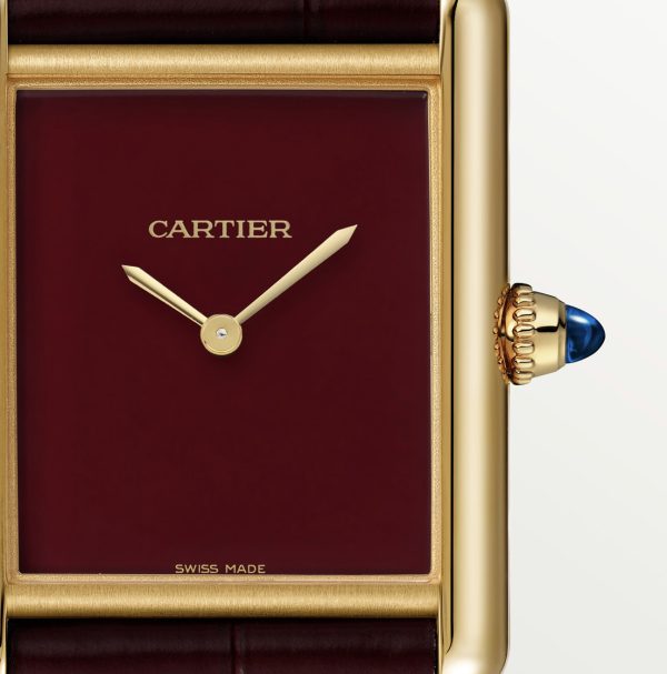 CARTIER TANK LOUIS YELLOW GOLD LARGE MODEL RED DIAL