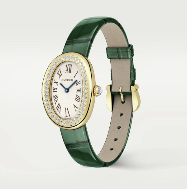 CARTIER BAIGNOIRE YELLOW GOLD DIAMOND BEZEL WHITE DIAL