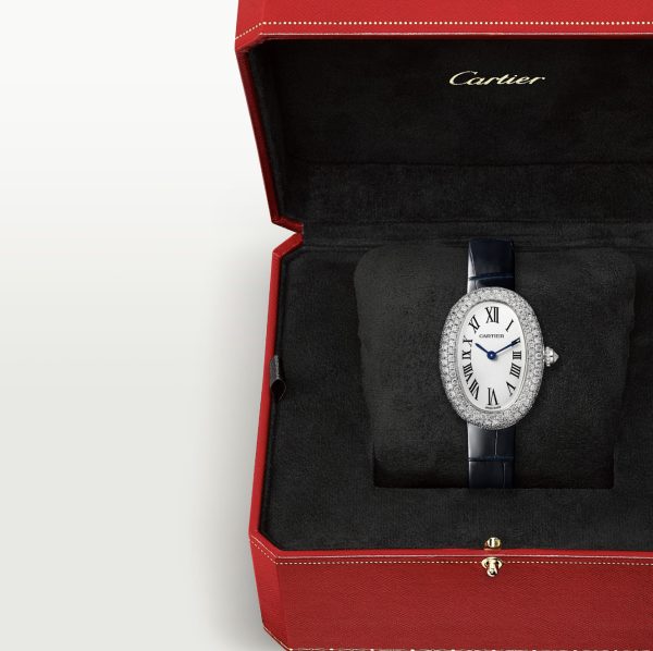 CARTIER BAIGNOIRE WHITE GOLD DIAMOND BEZEL WHITE DIAL