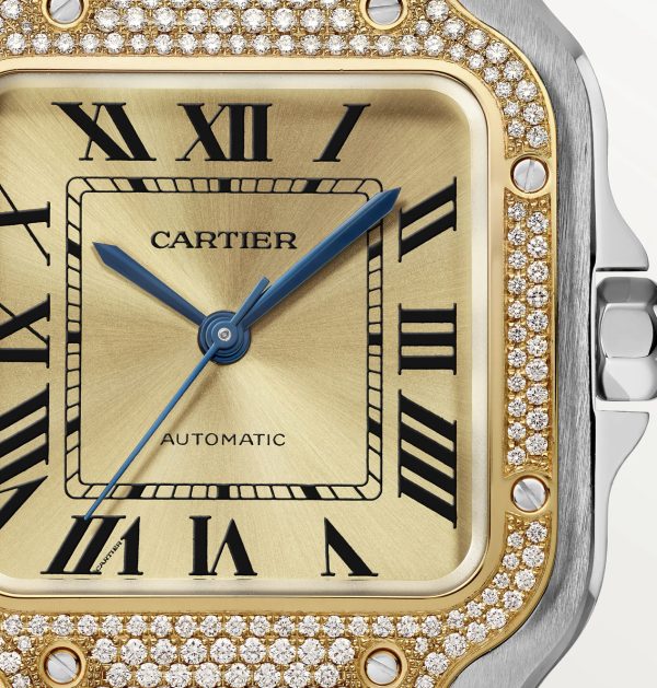 CARTIER SANTOS YELLOW GOLD DIAMOND BEZEL