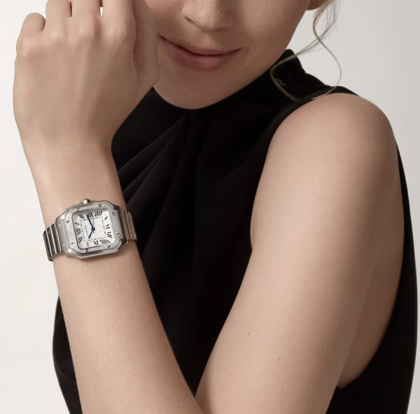 CARTIER SANTOS STEEL DIAMOND BEZEL MEDIUM MODEL
