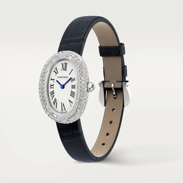 CARTIER BAIGNOIRE WHITE GOLD DIAMOND BEZEL WHITE DIAL