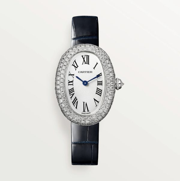 CARTIER BAIGNOIRE WHITE GOLD DIAMOND BEZEL WHITE DIAL